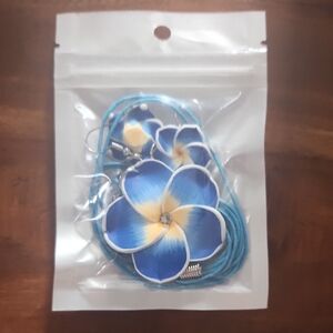 💥NEW Blue/Yellow Floral Necklace/Earring Set